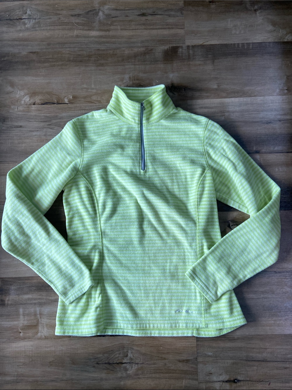 Eddie Bauer Lime & White Striped Half-Zip Fleece